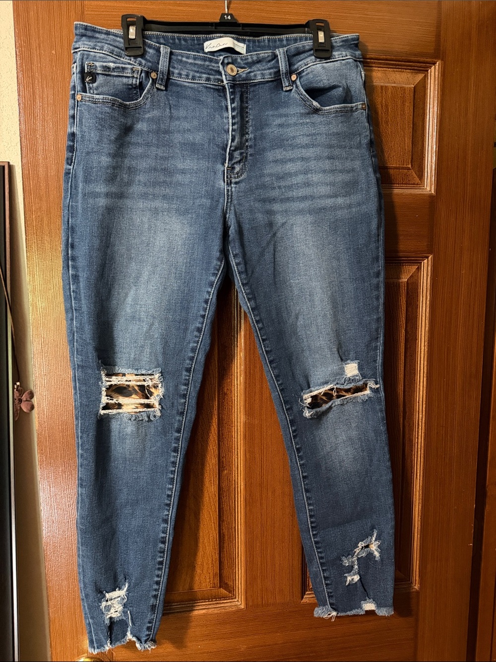Kancan Distressed Blue Women’s Jeans with Leopard